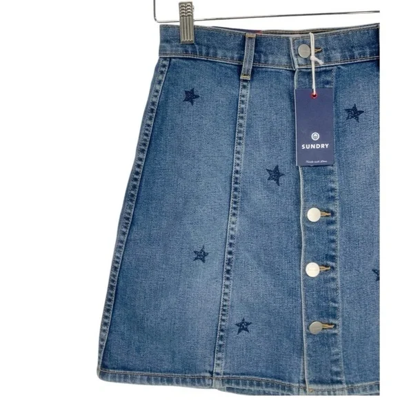 Sundry Star High Waist Button Front Denim Jean Skirt Size 26 - Picture 5 of 11